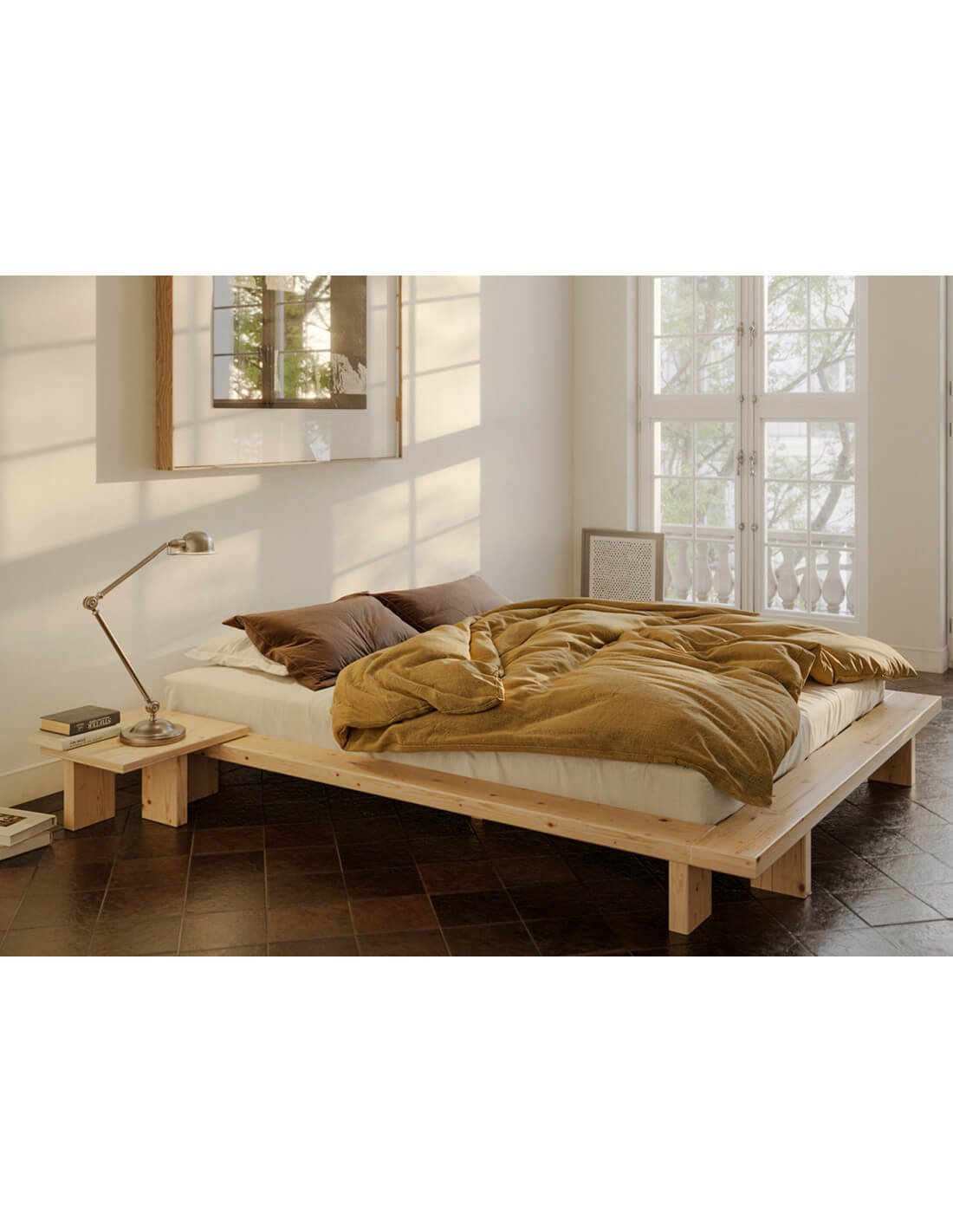 Chambre d’ado design avec lit et chevet au deisgn minimaliste Chambre d’ado design avec lit et chevet au deisgn minimaliste
